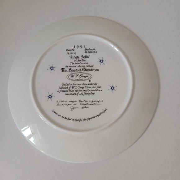 Vintage W.S. George Collector Plate 1991 Jingle Bells The Spirit of Christmas - Picture 3 of 13
